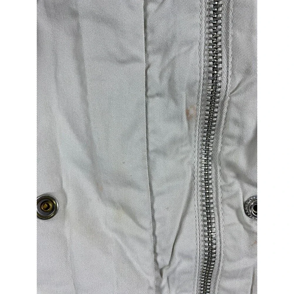 Gap Field Jacket Women's XS Beige Cotton Full Zip Cinched Waist‎ Utility Hooded